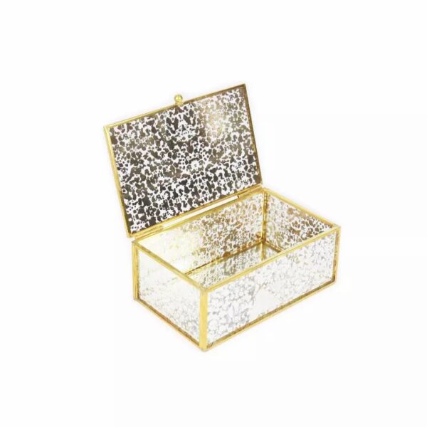 Winter Atelier Vintage Glass Jewelry Display Tray with Metal Frame