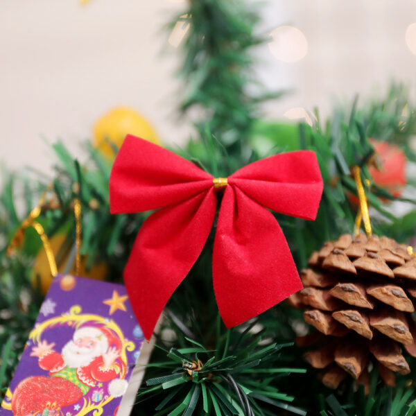 12-Pack Christmas Tree Decoration Set – Fabric Bow Pendants, Garland, and Bow Tie Ornaments