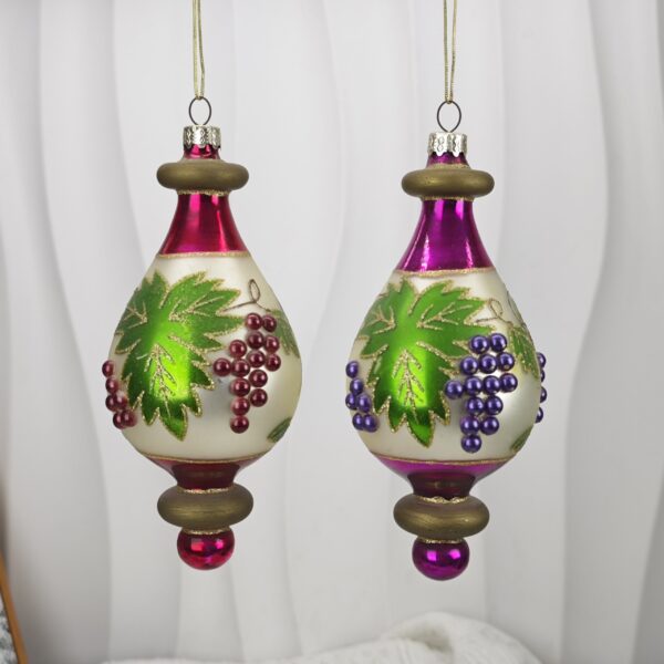 Creative Household Holiday Hand-Painted Glass Ball Ornament – 4×4×8 cm, Set of 2