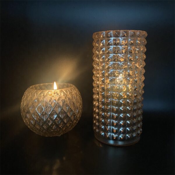 Winter Atelier Vintage Mercury Glass Round Candle Holders Set of 2