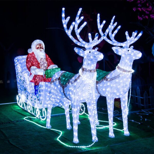Winter Atelier 3D Santa Sleigh & Reindeer LED Motif Light – Waterproof Outdoor Christmas Decoration