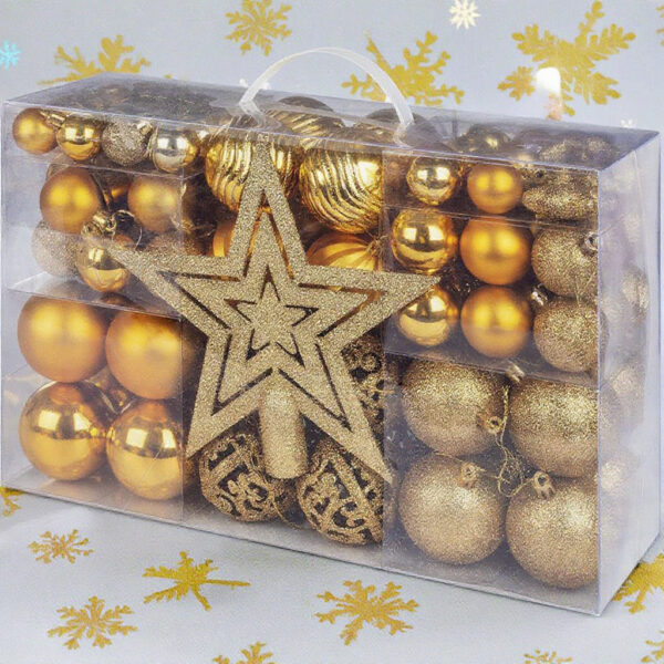 101-Piece Gold Mini PVC Christmas Ball Ornament Set