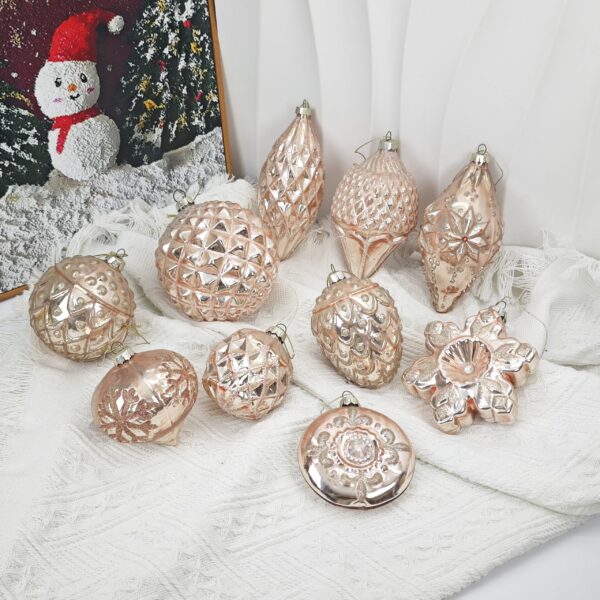 Luxurious Gold Matte Glass Christmas Ball Ornaments – Hanging Tree Decorations Set of 10