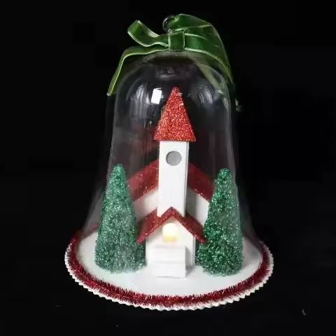 Winter Atelier Transparent Glass Dome LED Christmas Light Ornament