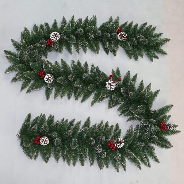 Winter Atelier Artificial Christmas Garland with Red Berries and Pine Cones – 2.7m Holiday Decoration