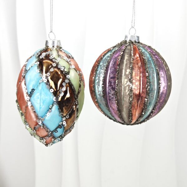 High-Quality Custom Crafts Christmas Tree Decoration – Hand-Painted Glass Ball Ornaments Set of 2