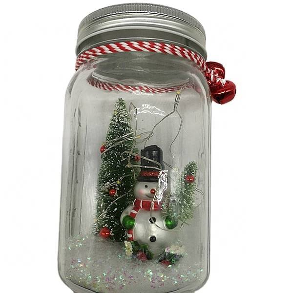 Winter Atelier Vintage LED Lighted Glass Snowman Mason Jar Lamp