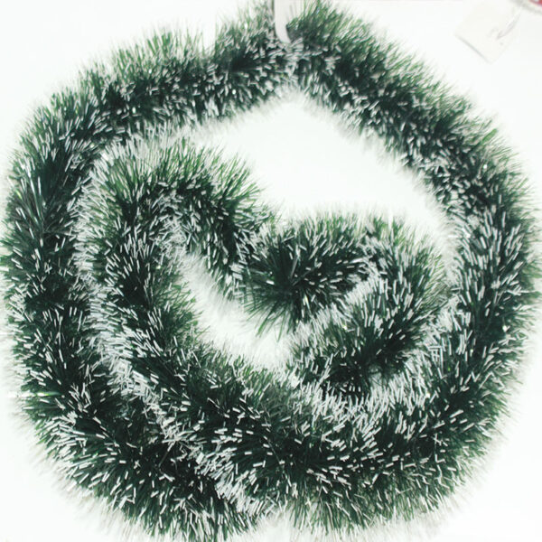 Winter Atelier Dark Green & White PVC Iridescent Tinsel Garland – 2m Christmas Decoration