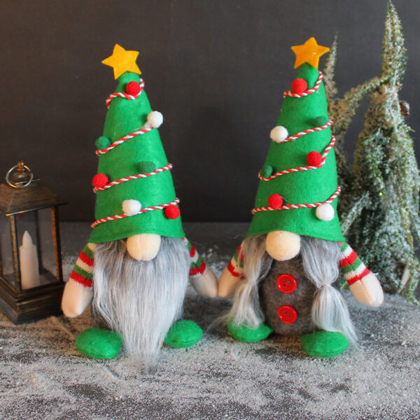 Winter Atelier Handmade Faceless Gnome Doll – 23cm Plush Christmas Ornament Set of 2