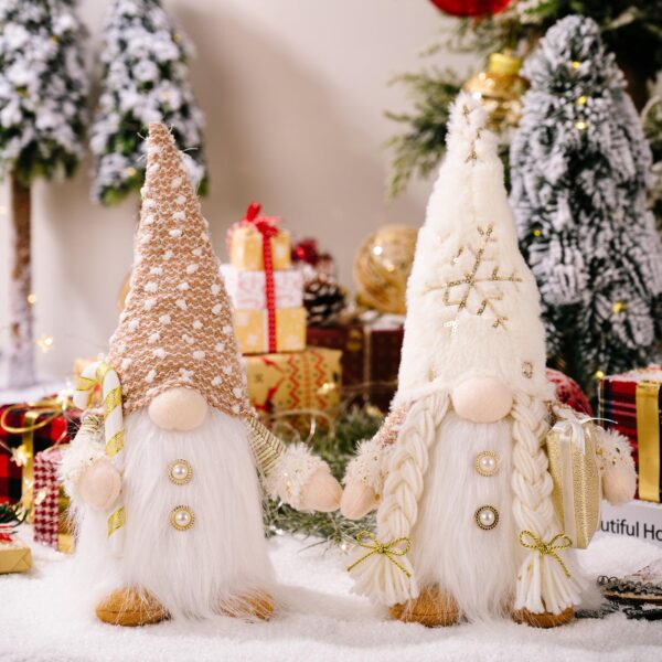 Winter Atelier Sequined Long Plush Faceless Doll – 29cm Christmas Decoration Set of 2