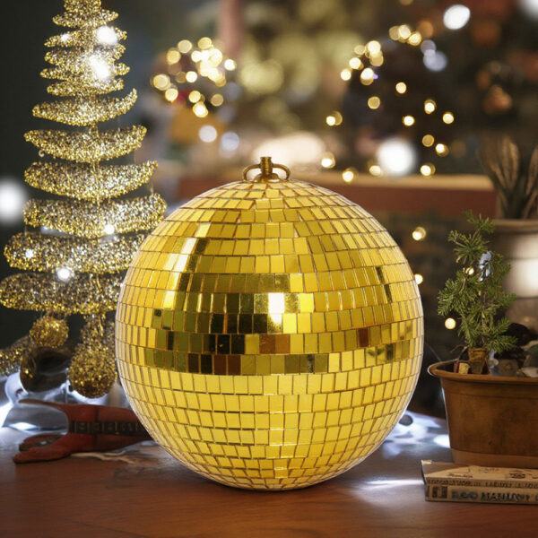 30 cm Gold Disco Mirror Ball Hanging Decoration (Set of 2)