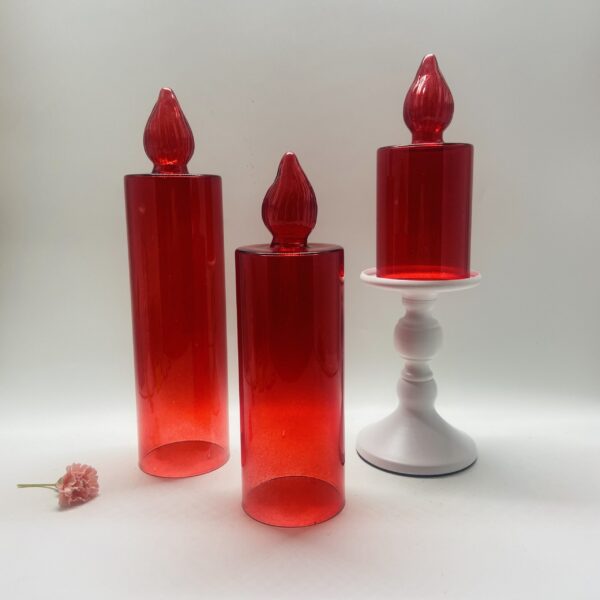 Winter Atelier Hand-Blown Red Glass Decorative Lamp Set of 3