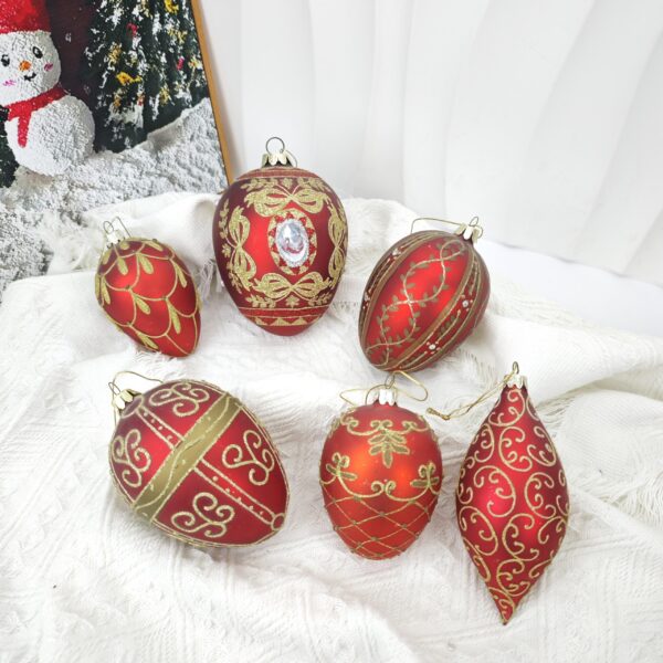 Hand-Painted Blown Glass Christmas Ball Ornaments – Set of 6 Holiday Tree Decorations
