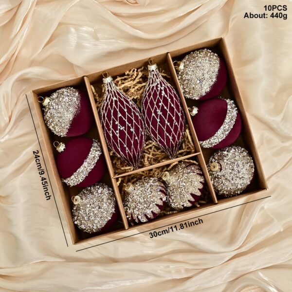 Red Christmas Artificial Fabric Balls – Personalized Flocked Poly Hanging Decorations